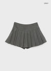 Div Slit Pleated Mini Skirt Pants