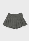 Div Slit Pleated Mini Skirt Pants