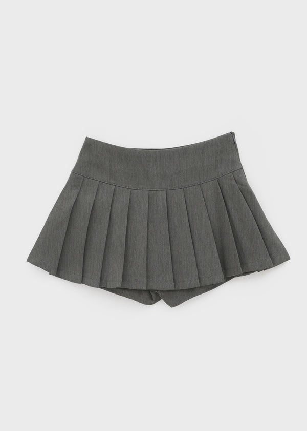 Div Slit Pleated Mini Skirt Pants