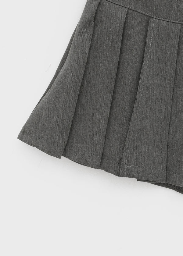 Div Slit Pleated Mini Skirt Pants