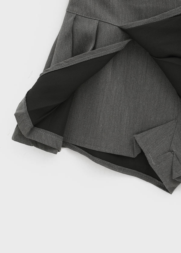 Div Slit Pleated Mini Skirt Pants