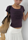 Miya Lettering U-neck Short Sleeve T-shirt