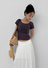 Miya Lettering U-neck Short Sleeve T-shirt