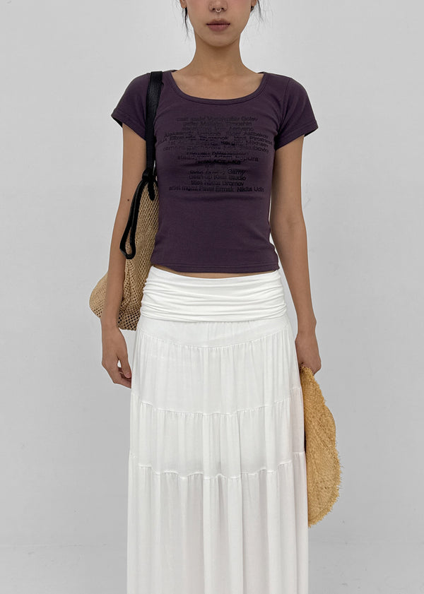 Miya Lettering U-neck Short Sleeve T-shirt