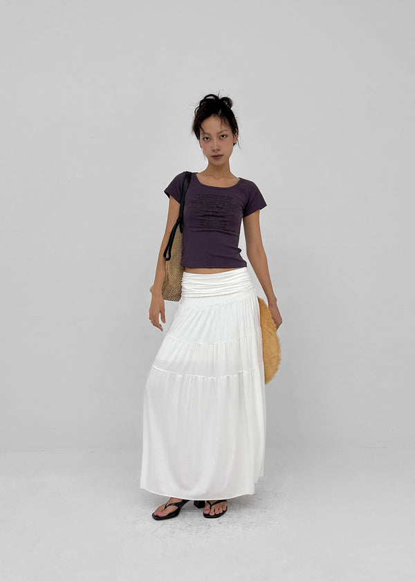 Miya Lettering U-neck Short Sleeve T-shirt
