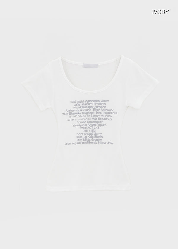Miya Lettering U-neck Short Sleeve T-shirt