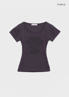 Miya Lettering U-neck Short Sleeve T-shirt