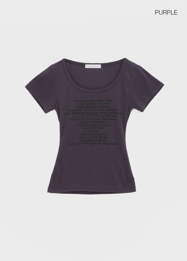 Miya Lettering U-neck Short Sleeve T-shirt