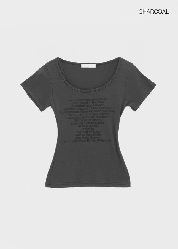 Miya Lettering U-neck Short Sleeve T-shirt