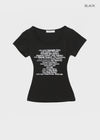 Miya Lettering U-neck Short Sleeve T-shirt