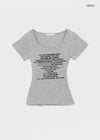 Miya Lettering U-neck Short Sleeve T-shirt