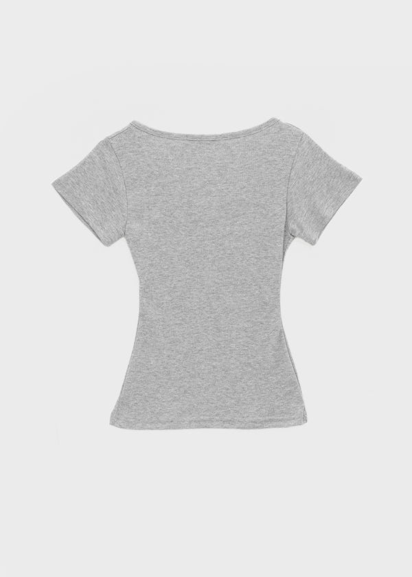 Miya Lettering U-neck Short Sleeve T-shirt