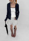 Haling Stripe Roll-up Elastic Shorts