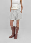 Haling Stripe Roll-up Elastic Shorts