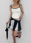 Haling Stripe Roll-up Elastic Shorts