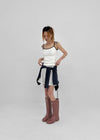 Haling Stripe Roll-up Elastic Shorts