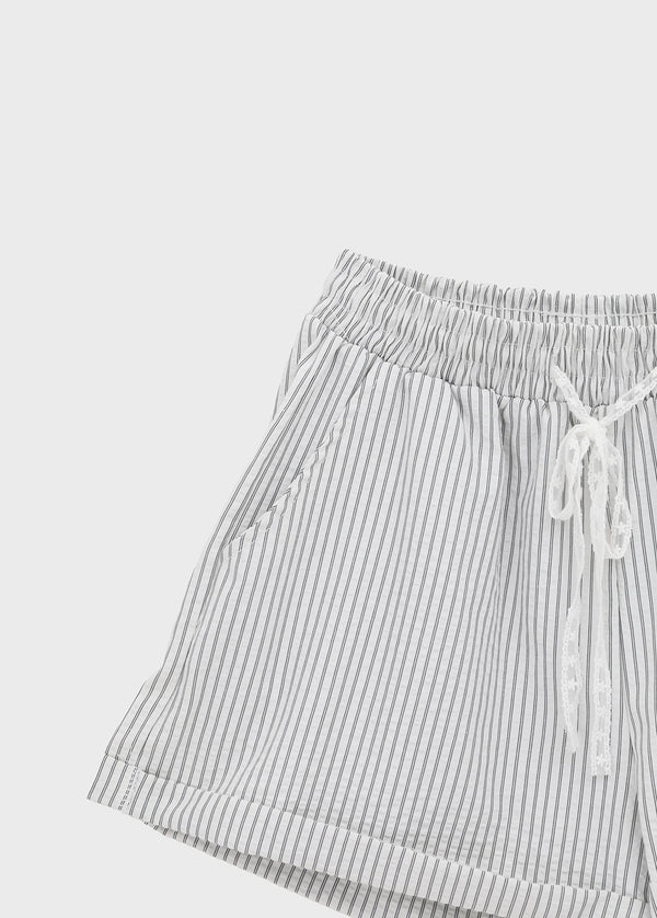 Haling Stripe Roll-up Elastic Shorts