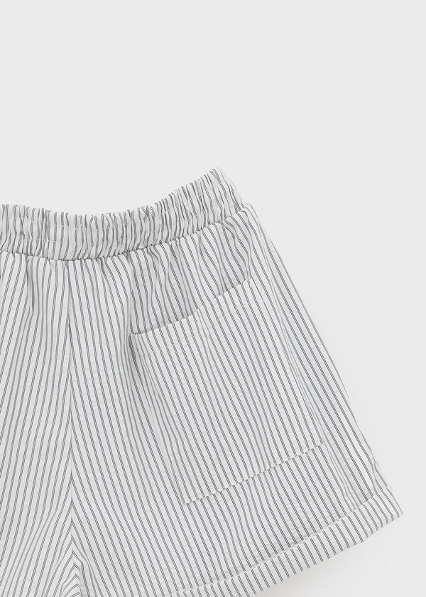 Haling Stripe Roll-up Elastic Shorts