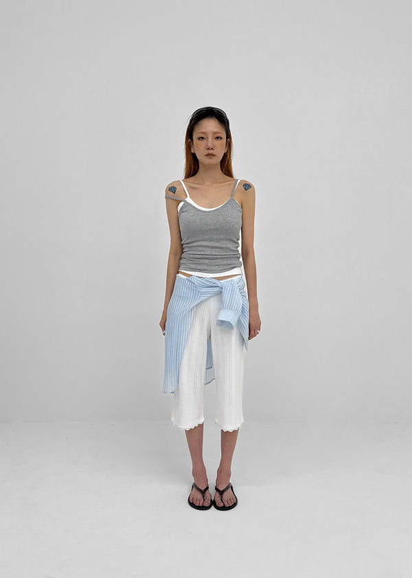 Combing Lace Punching Capri Pants