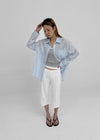 Combing Lace Punching Capri Pants