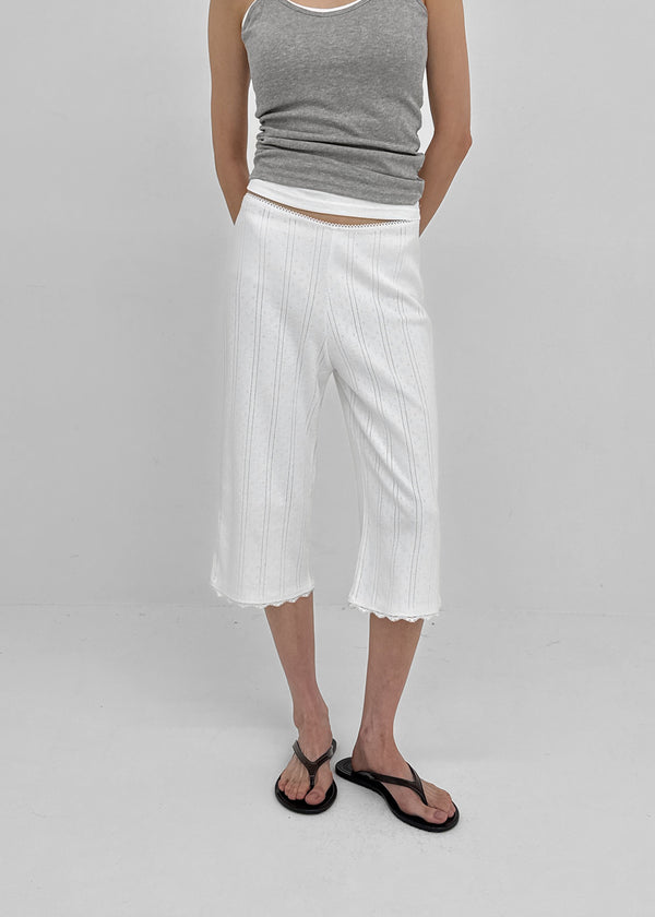 Combing Lace Punching Capri Pants