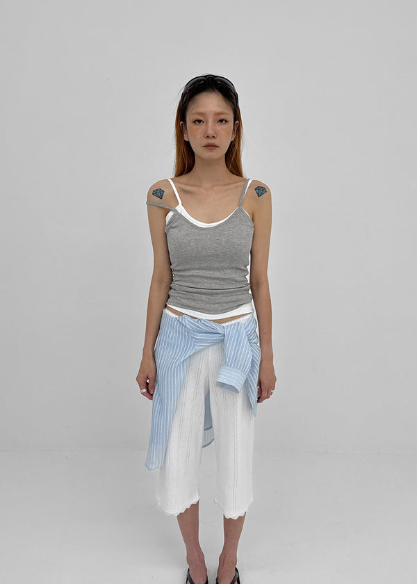 Combing Lace Punching Capri Pants