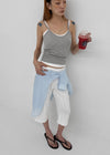 Smenly Backless Ribbed Sleeveless (Built-in Cap)