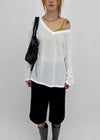 Chachu V-neck Striped Summer Long Sleeve Tee