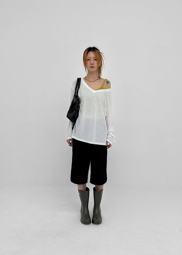 Chachu V-neck Striped Summer Long Sleeve Tee