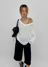 Chachu V-neck Striped Summer Long Sleeve Tee