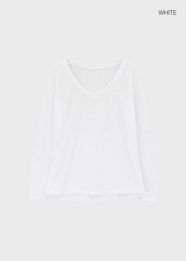 Chachu V-neck Striped Summer Long Sleeve Tee