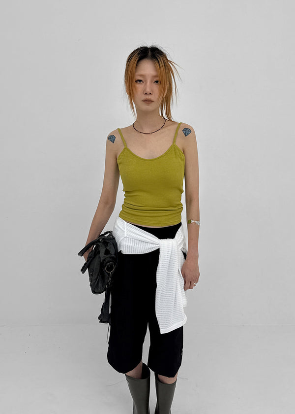 Smenly Backless Ribbed Sleeveless (Built-in Cap)