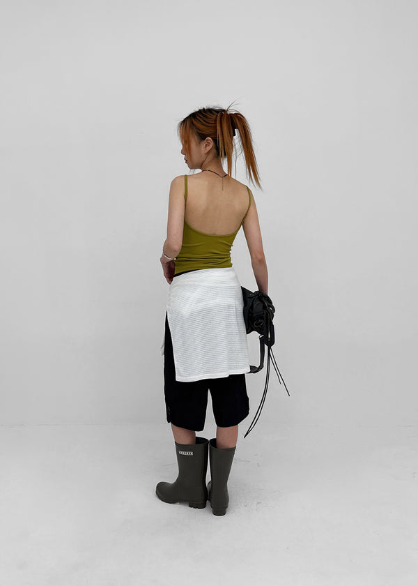 Smenly Backless Ribbed Sleeveless (Built-in Cap)