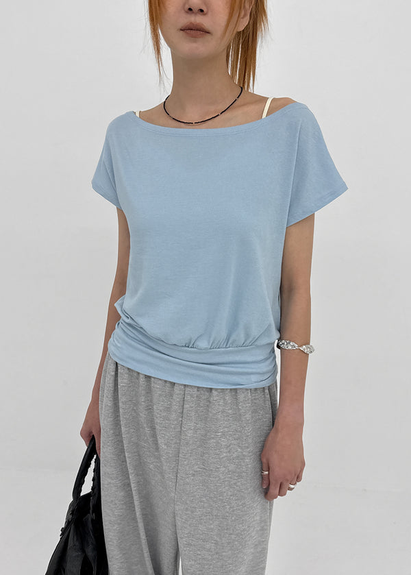 [MADE] Tepo Dolman Boat Neck Short Sleeve Top