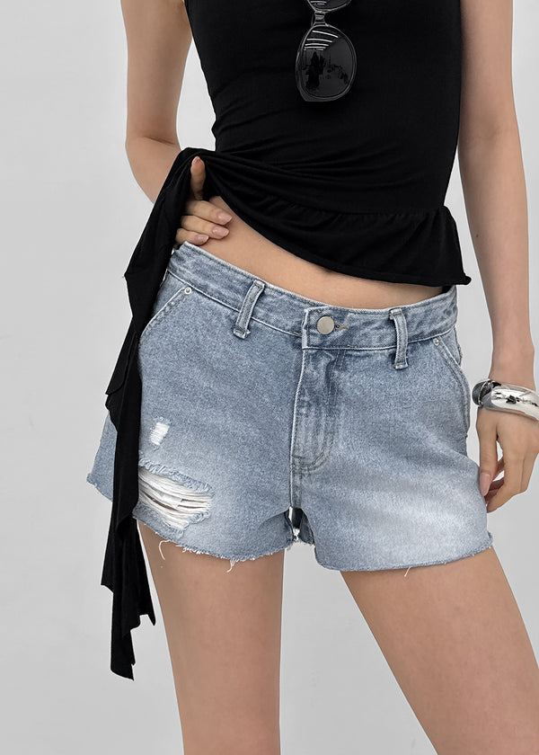 Diek Damaged Denim Shorts