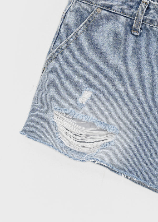 Diek Damaged Denim Shorts