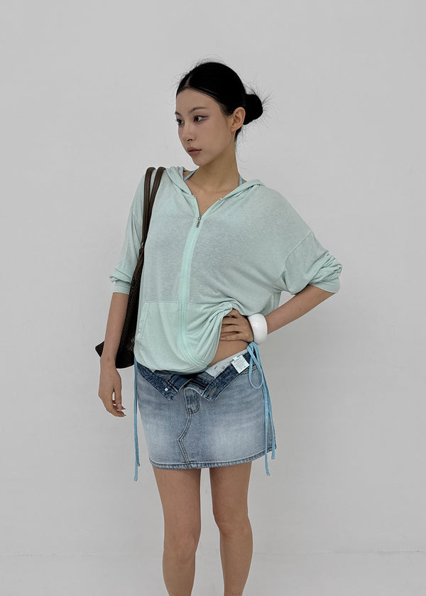 Static Loose Fit Summer Zip-up Hoodie