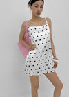 Spot Dot Satin Sleeveless Mini Dress