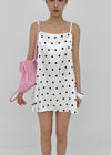 Spot Dot Satin Sleeveless Mini Dress