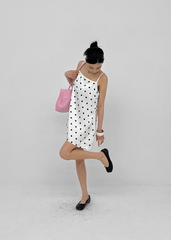 Spot Dot Satin Sleeveless Mini Dress
