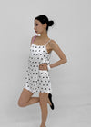 Spot Dot Satin Sleeveless Mini Dress