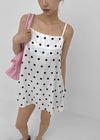 Spot Dot Satin Sleeveless Mini Dress