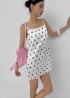 Spot Dot Satin Sleeveless Mini Dress