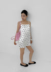 Spot Dot Satin Sleeveless Mini Dress