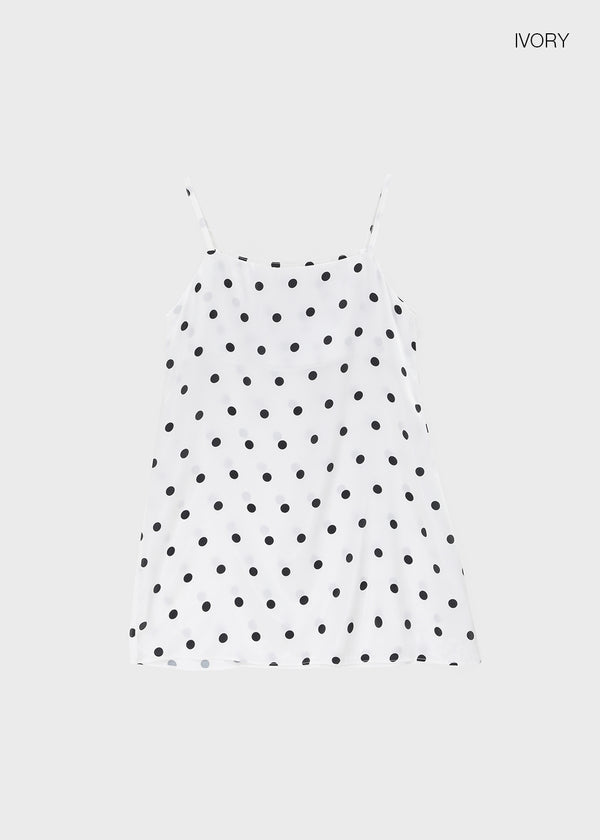 Spot Dot Satin Sleeveless Mini Dress