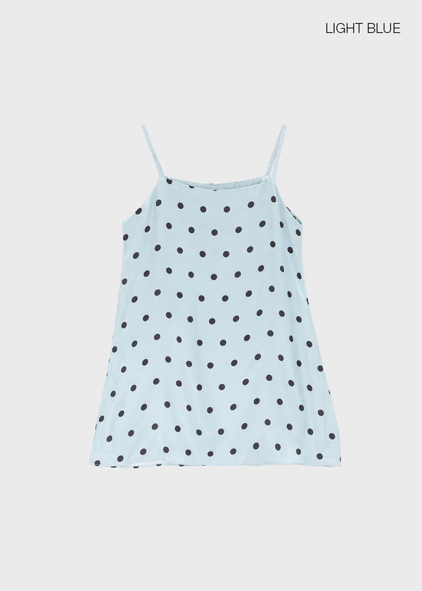 Spot Dot Satin Sleeveless Mini Dress