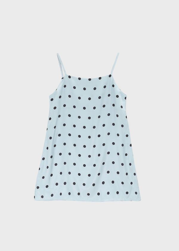Spot Dot Satin Sleeveless Mini Dress