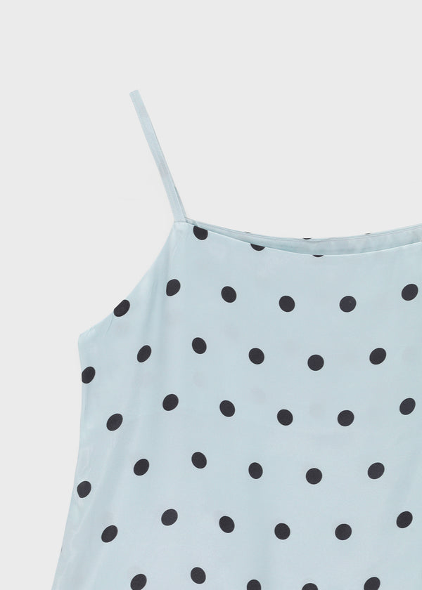 Spot Dot Satin Sleeveless Mini Dress