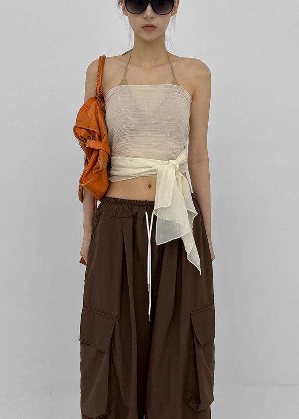 (UNISEX) Char Nylon Cargo String Pants
