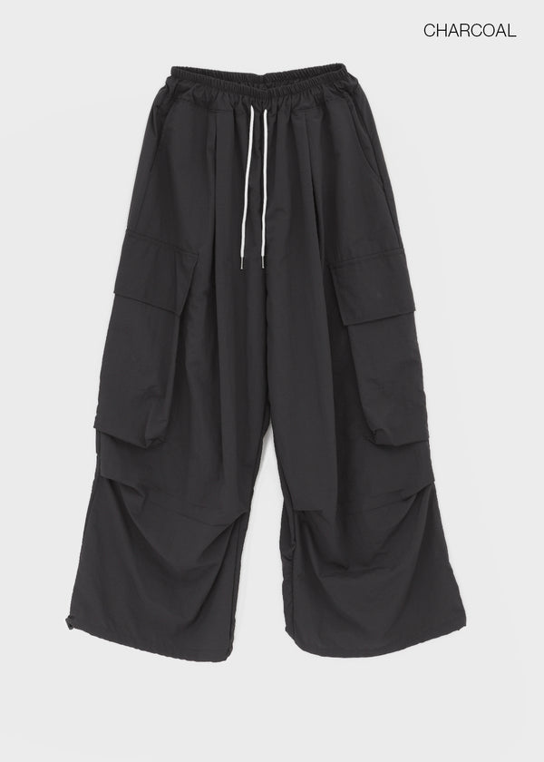 (UNISEX) Char Nylon Cargo String Pants